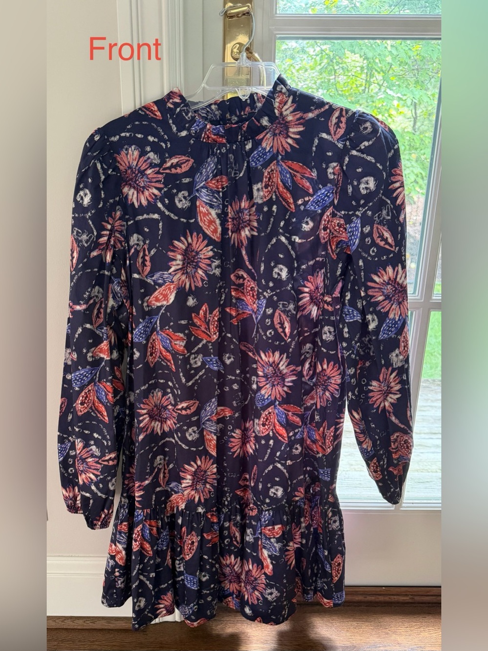 Corey Lynn Calter darling pleated  dress!  Deep navy color beautiful flowers!